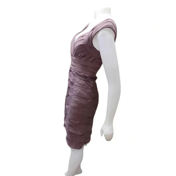 Adrianna Papell Shutter Pleat Ruffle Midi Taupe Sleeveless Dress Size 10 - Picture 2 of 11